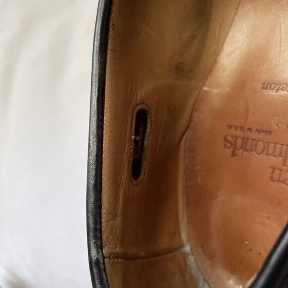 Allen Edmonds 10.5 W Bridgeton Black Leather Fringe Tassels Slip On Loafers USA - Picture 12 of 13